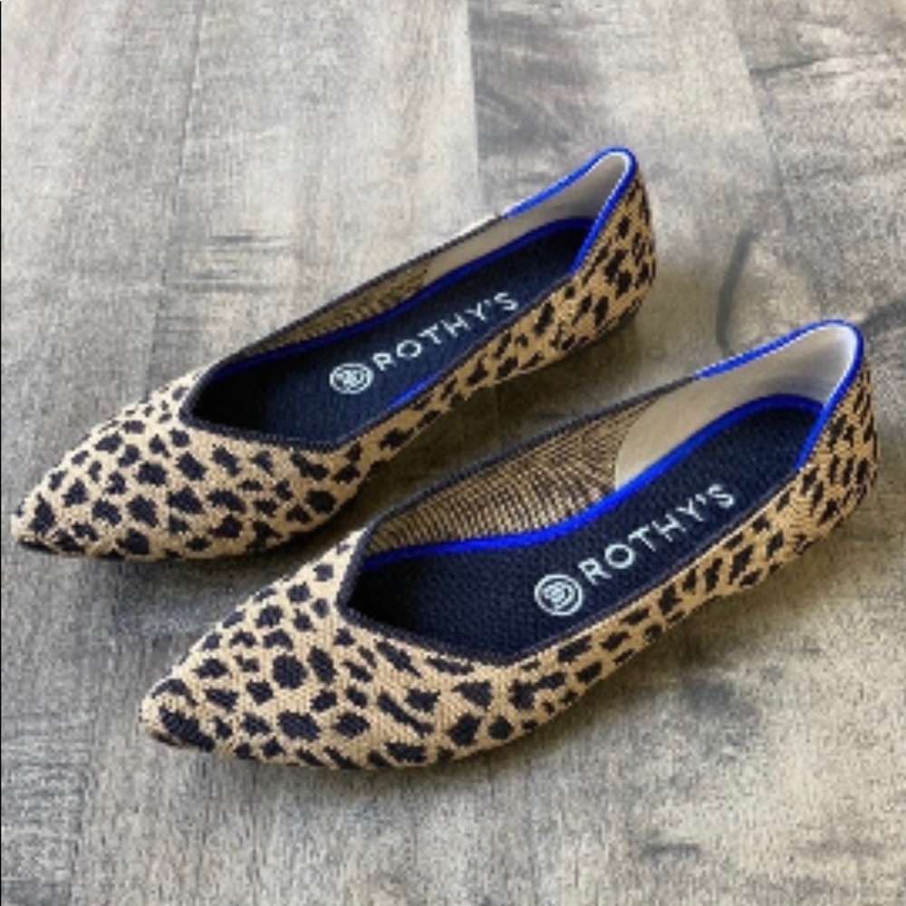Rothy’s Leopard Flats Women’s 8.5 pointed